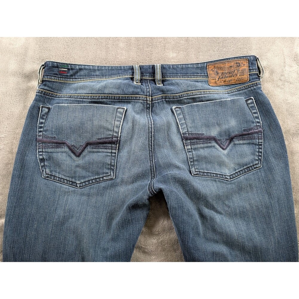 Diesel Zathan Bootcut Jeans Men’s 34x32 Blue Denim Distressed Ripped - Picture 5 of 14